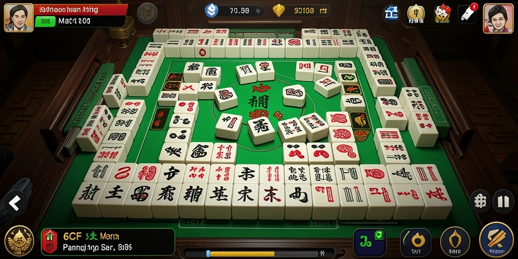 Tangkapan layar utama 6CF menampilkan pengalaman bermain Mahjong yang menarik.