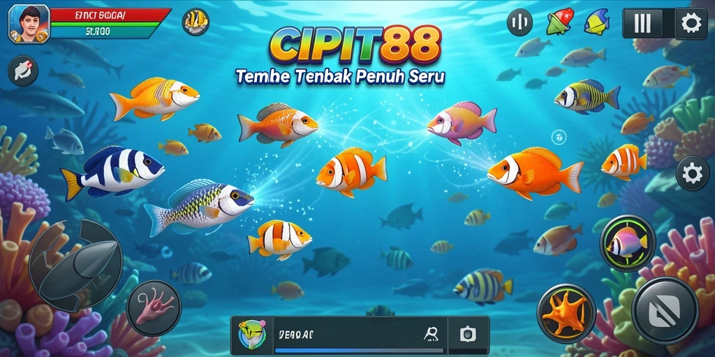 Gameplay seru menembak ikan dengan animasi yang menarik.