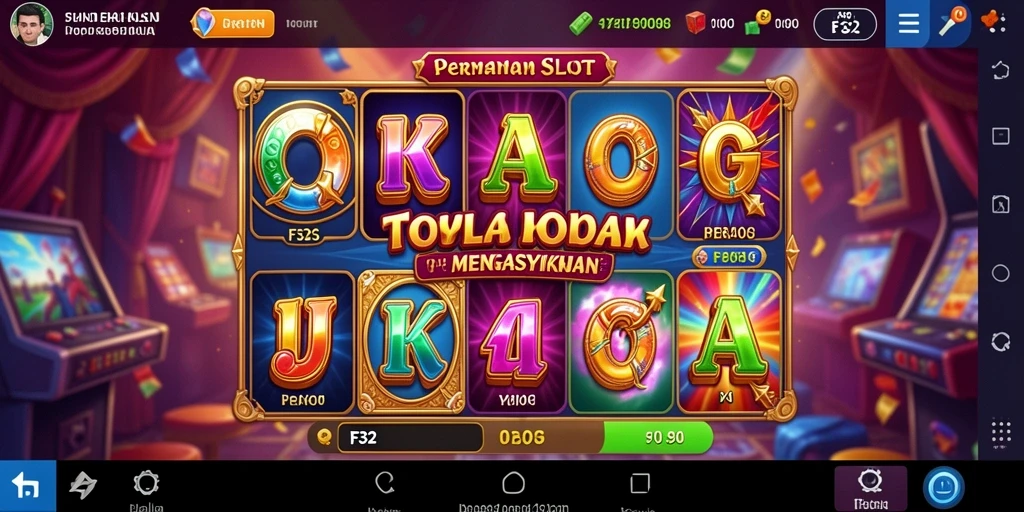 Tampilan utama gameplay F32 dengan mesin slot yang memikat dan berwarna.