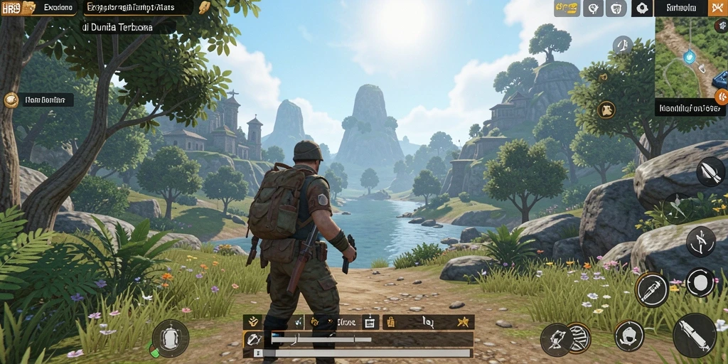 Tampilan gameplay menakjubkan di dunia terbuka yang luas.