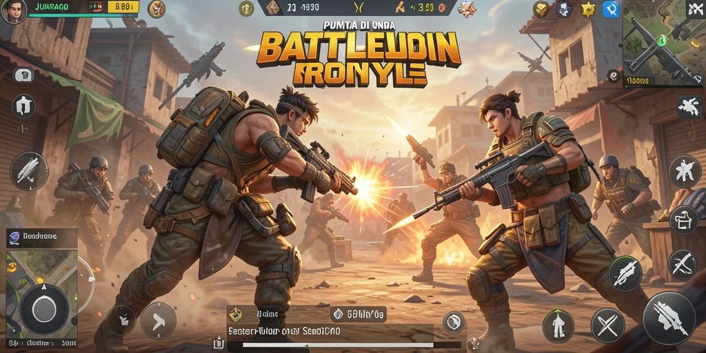 Tampilan gameplay JUARAGO yang intens dan menegangkan dalam pertempuran Battle Royale.