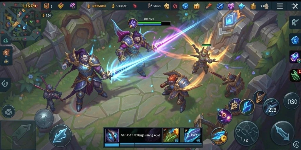 Screenshot gameplay LETSTHOR menampilkan aksi seru antar karakter MOBA.