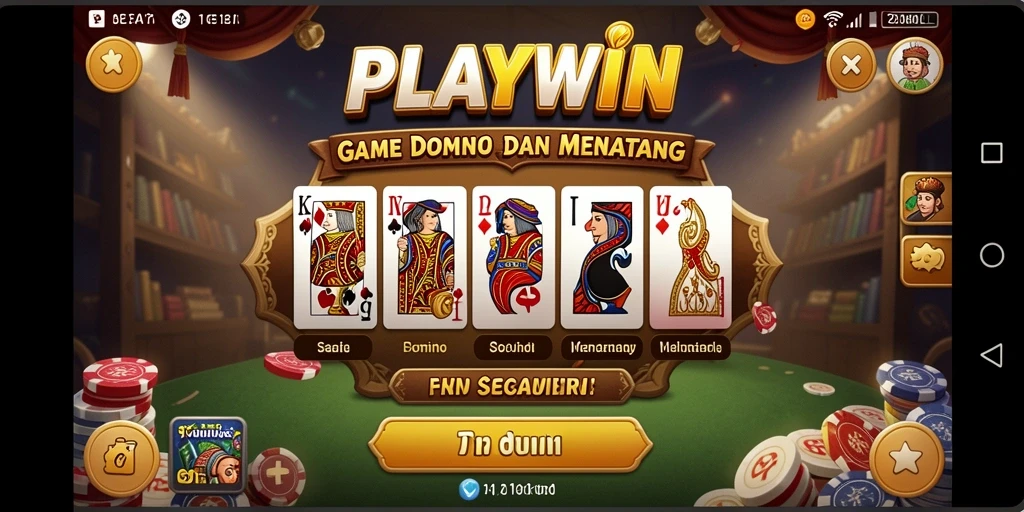 Screenshot gameplay PLAYWIN menunjukkan keseruan bermain Domino dengan teman.