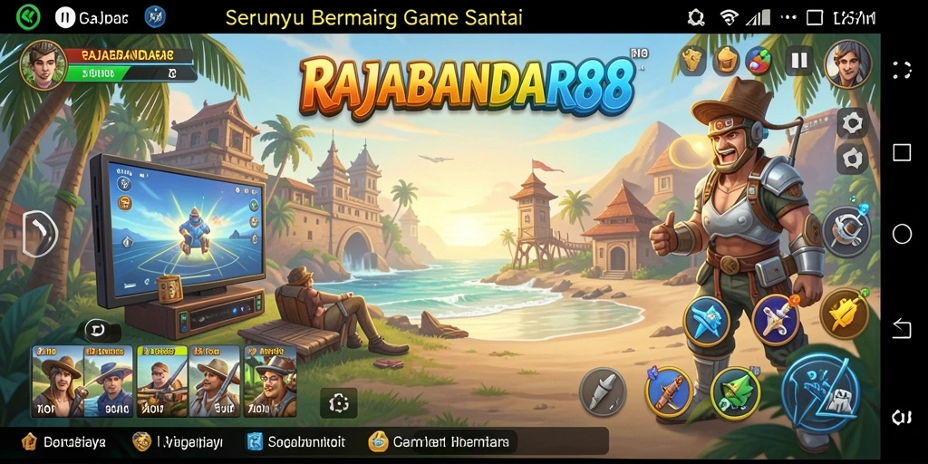 Tangkapan layar menunjukkan gameplay seru RAJABANDAR88 dengan karakter lucu.