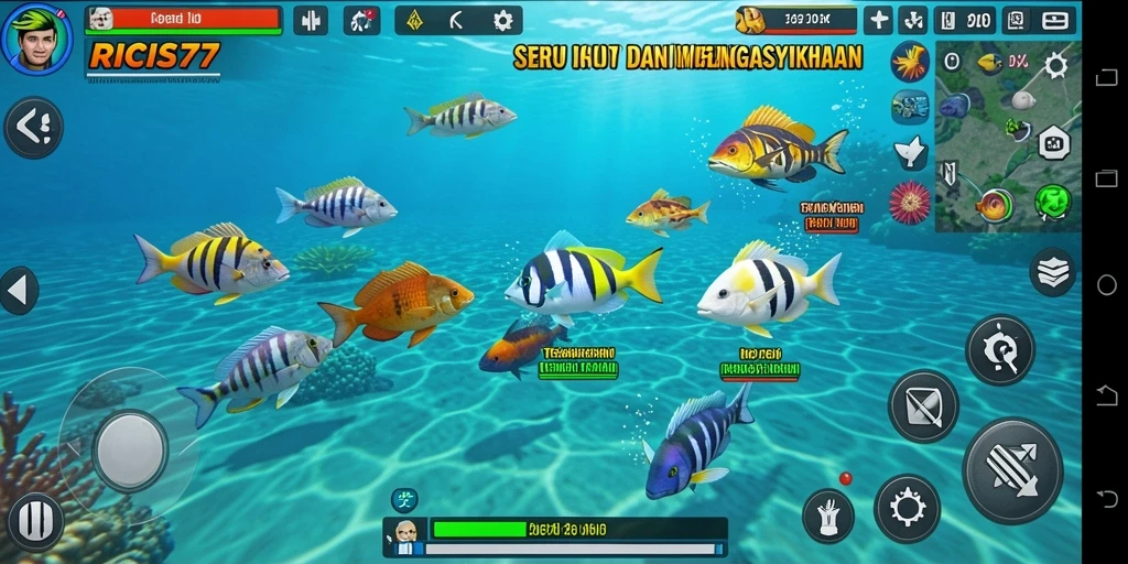 Screenshot utama RICIS77 menampilkan aksi seru dalam Tembak Ikan.