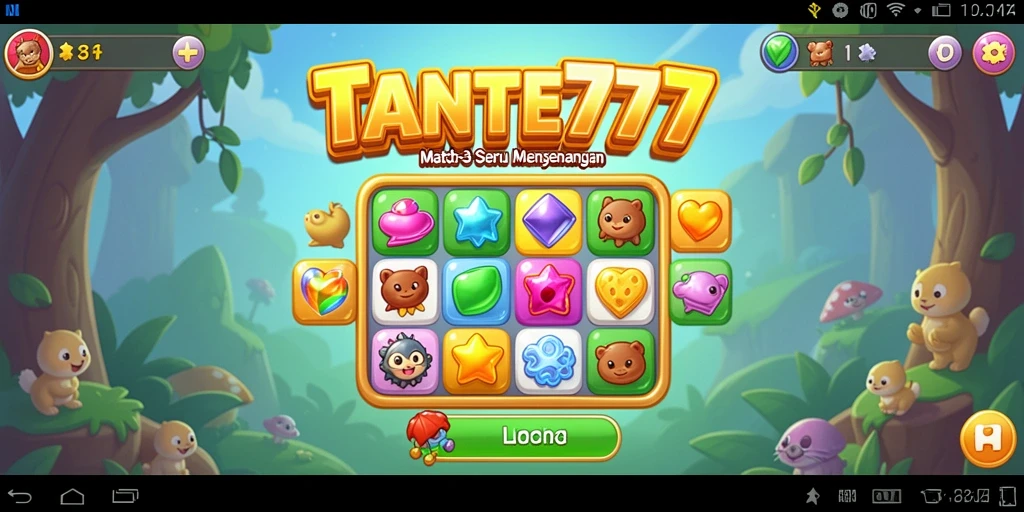 Tampilan gameplay seru dalam TANTE777 dengan berbagai tantangan Match-3.