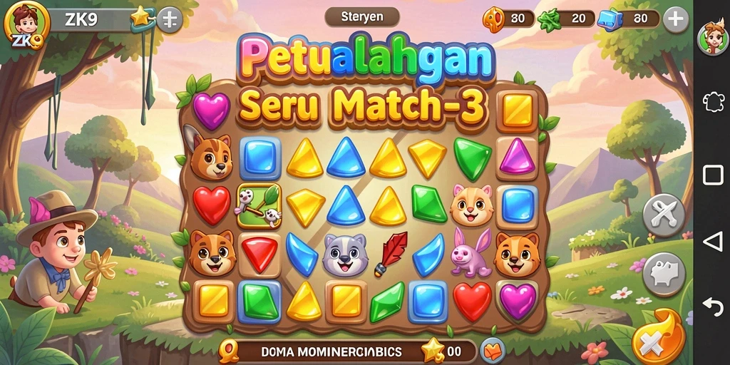 Tampilan gameplay ZK9 yang penuh warna dan menarik.
